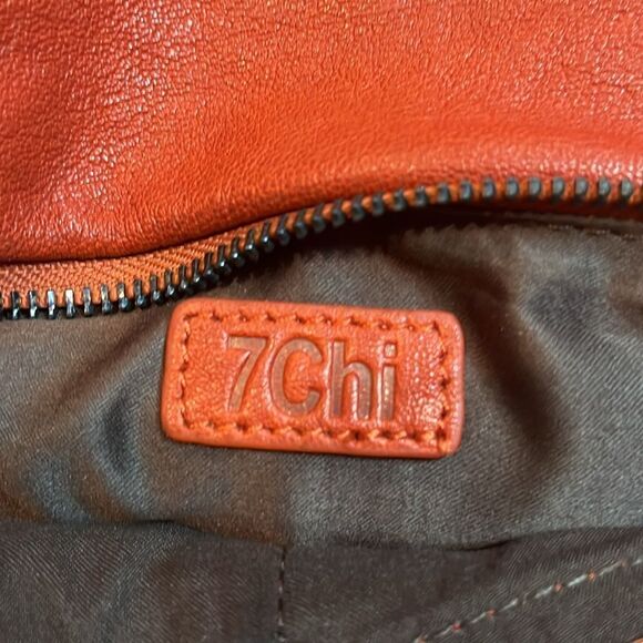 7Chi pocketbook leather tomato red folding purse missing strap - Picture 10 of 13